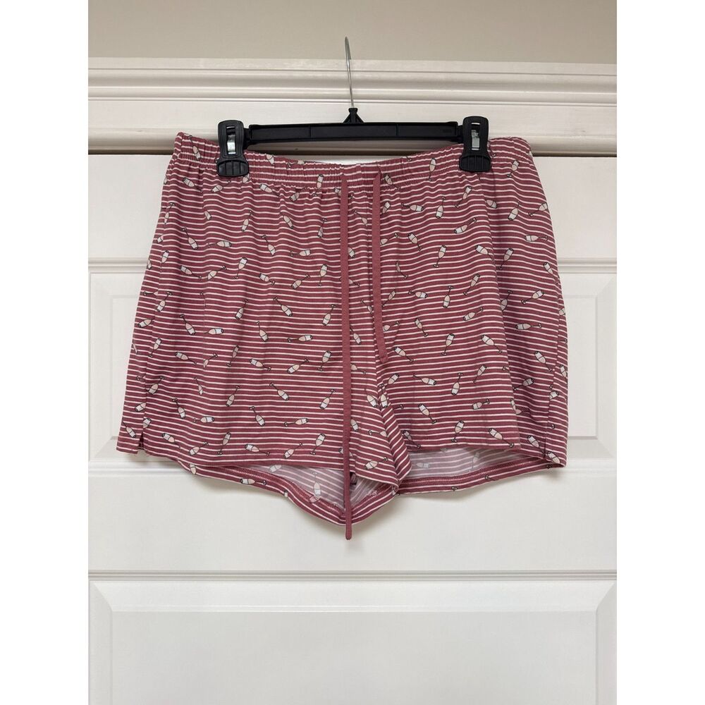 Rae Dunn Wine Time Pajama Sleep Shorts Womens XL Pink